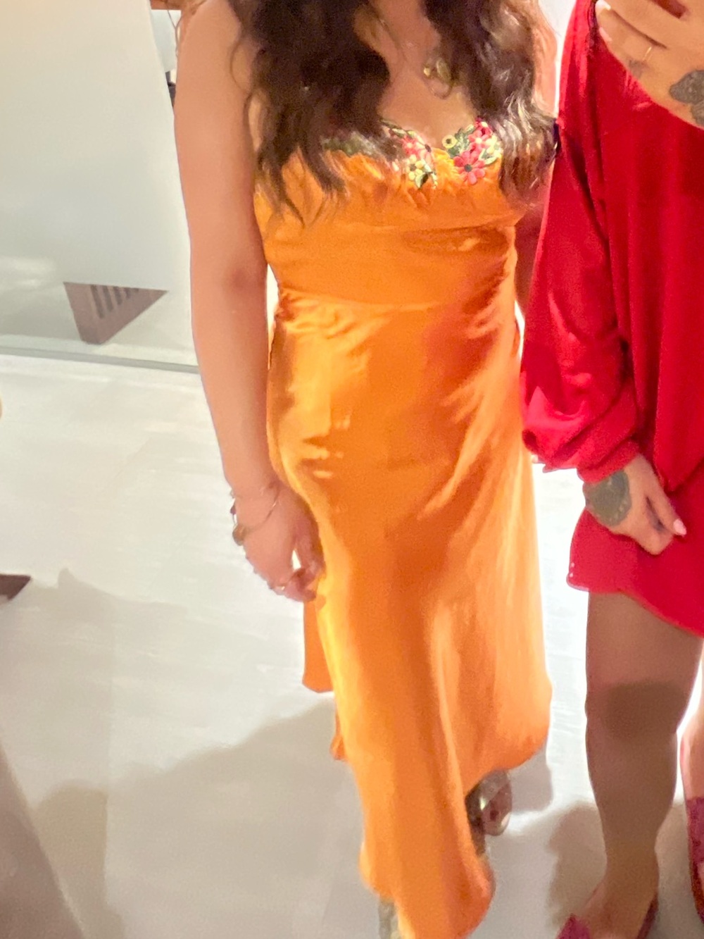 Floral detail orange dress - Picture 2 of 5
